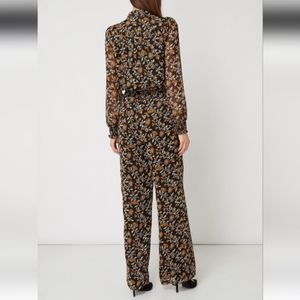 Michael Kors floral georgette black wide leg jumpsuit